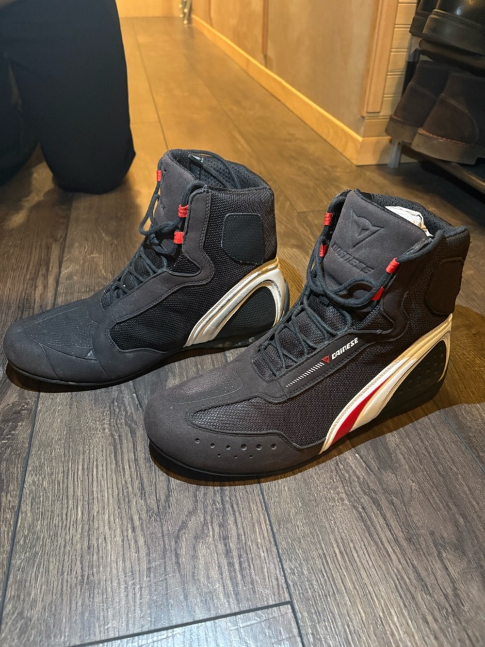 Dainese Men’s Black and Red High-Top Riding Boots